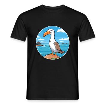 Albatross Watercolor Cartoon Kawaii Clipart Animal - Men's T-Shirt - black - Front - AI Model Male 178 light (178cm)