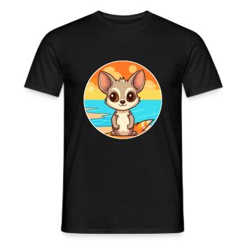 Aye Aye Aquarell Cartoon Kawaii Clipart Tier - Männer T-Shirt - Schwarz - Vorne - AI Model Male 178 light (178cm)