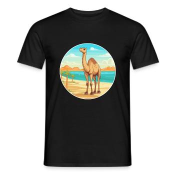 Camel Watercolor Cartoon Kawaii Clipart Animal - Men's T-Shirt - black - Front - AI Model Male 178 light (178cm)