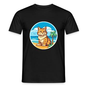 Rotluchs Aquarell Cartoon Kawaii Clipart Tier - Männer T-Shirt - Schwarz - Vorne - AI Model Male 178 light (178cm)