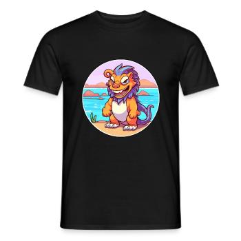 Chimère aquarelle dessin animé Kawaii Clipart Animal - T-shirt homme - noir - Devant - AI Model Male 178 light (178cm)
