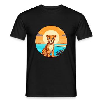 Gepard Aquarell Cartoon Kawaii Clipart Tier - Männer T-Shirt - Schwarz - Vorne - AI Model Male 178 light (178cm)