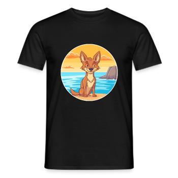 Coyote Watercolor Cartoon Kawaii Clipart Animal - Men's T-Shirt - black - Front - AI Model Male 178 light (178cm)