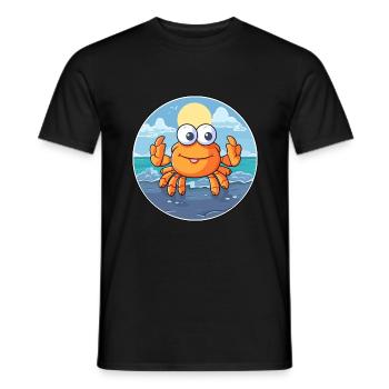 Crab Watercolor Cartoon Kawaii Clipart Animal - Men's T-Shirt - black - Front - AI Model Male 178 light (178cm)