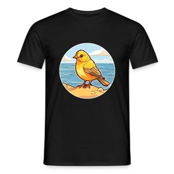 Canari oiseau aquarelle dessin animé Kawaii Clipart animal de compagnie - T-shirt homme - noir - Devant - AI Model Male 178 light (178cm)