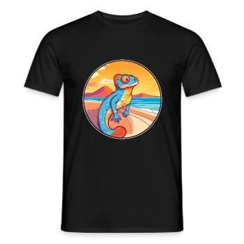 Chameleon Watercolor Cartoon Kawaii Clipart Animal - Men's T-Shirt - black - Front - AI Model Male 178 light (178cm)