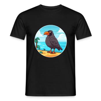 Crow Watercolor Cartoon Kawaii Clipart Animal - Men's T-Shirt - black - Front - AI Model Male 178 light (178cm)