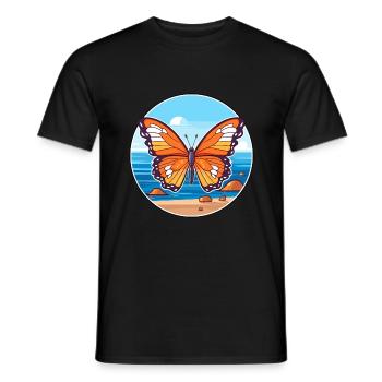 Papillon Aquarelle Dessin Animé Kawaii Clipart Animal - T-shirt homme - noir - Devant - AI Model Male 178 light (178cm)