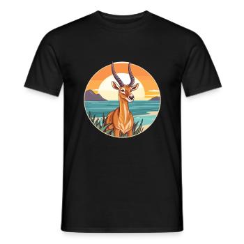Antilope Aquarell Cartoon Kawaii Clipart Tier - Männer T-Shirt - Schwarz - Vorne - AI Model Male 178 light (178cm)