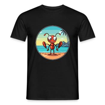 Fourmi Aquarelle Dessin Animé Kawaii Clipart Animal - T-shirt homme - noir - Devant - AI Model Male 178 light (178cm)