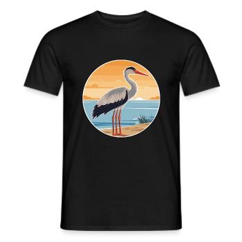 Crane Watercolor Cartoon Kawaii Clipart Animal - Men's T-Shirt - black - Front - AI Model Male 178 light (178cm)