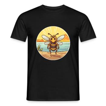 Abeille aquarelle dessin animé Kawaii Clipart Animal - T-shirt homme - noir - Devant - AI Model Male 178 light (178cm)