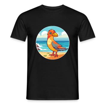Oiseau Aquarelle Cartoon Kawaii Clipart Animal - T-shirt homme - noir - Devant - AI Model Male 178 light (178cm)