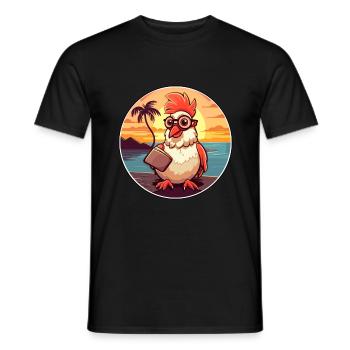 Hahn Niedlich Lustige Karikatur Kawaii Buch Strand - Männer T-Shirt - Schwarz - Vorne - AI Model Male 178 light (178cm)
