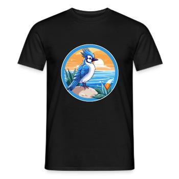 Blauer Eichelhäher Vogel Aquarell Karikatur Kawaii Tier Haustier - Männer T-Shirt - Schwarz - Vorne - AI Model Male 178 light (178cm)