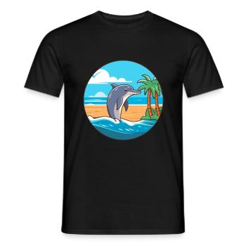 Delfin Aquarell Cartoon Kawaii Clipart Tier - Männer T-Shirt - Schwarz - Vorne - AI Model Male 178 light (178cm)