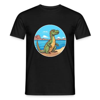Basilisk Watercolor Cartoon Kawaii Clipart Animal - Men's T-Shirt - black - Front - AI Model Male 178 light (178cm)