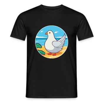 Dove Watercolor Cartoon Kawaii Clipart Animal - Men's T-Shirt - black - Front - AI Model Male 178 light (178cm)