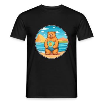 Ours Aquarelle Dessin Animé Kawaii Clipart Animal - T-shirt homme - noir - Devant - AI Model Male 178 light (178cm)