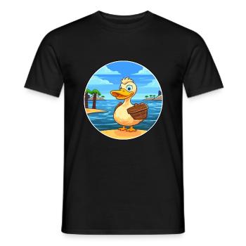Duck Watercolor Cartoon Kawaii Clipart Animal - Men's T-Shirt - black - Front - AI Model Male 178 light (178cm)