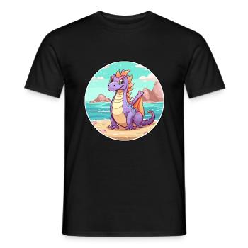 Dragon Watercolor Cartoon Kawaii Clipart Animal - Men's T-Shirt - black - Front - AI Model Male 178 light (178cm)