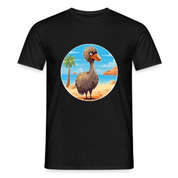Emu Watercolor Cartoon Kawaii Clipart Animal - Men's T-Shirt - black - Front - AI Model Male 178 light (178cm)