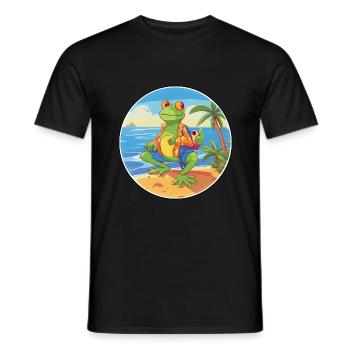 Grenouille aquarelle dessin animé Kawaii Clipart Animal - T-shirt homme - noir - Devant - AI Model Male 178 light (178cm)