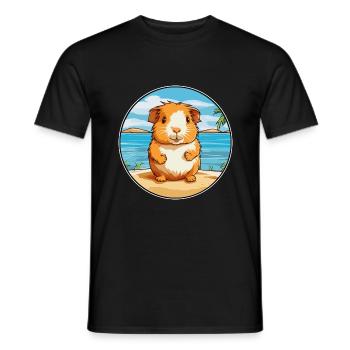 Cochon d’Inde aquarelle dessin animé Kawaii Clipart animal de compagnie - T-shirt homme - noir - Devant - AI Model Male 178 light (178cm)