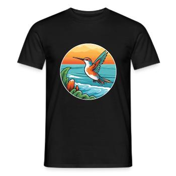 Colibri aquarelle dessin animé Kawaii Clipart animal de compagnie - T-shirt homme - noir - Devant - AI Model Male 178 light (178cm)