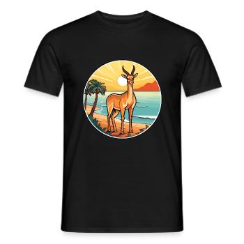 Impala Aquarell Cartoon Kawaii Clipart Tier - Männer T-Shirt - Schwarz - Vorne - AI Model Male 178 light (178cm)