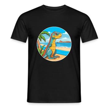 Iguana Watercolor Cartoon Kawaii Clipart Animal - Men's T-Shirt - black - Front - AI Model Male 178 light (178cm)