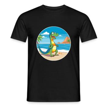 Lizard Watercolor Cartoon Kawaii Clipart Animal - Men's T-Shirt - black - Front - AI Model Male 178 light (178cm)
