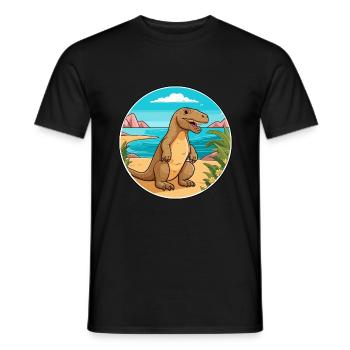 Komodo Dragon Aquarelle Dessin Animé Kawaii Animal - T-shirt homme - noir - Devant - AI Model Male 178 light (178cm)