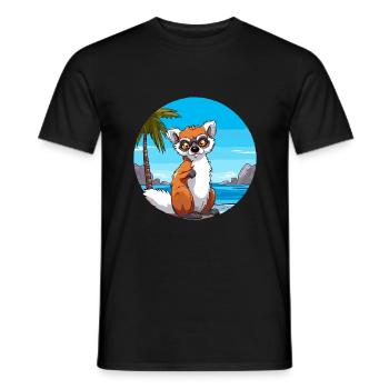 Lemur Watercolor Cartoon Kawaii Clipart Animal - Men's T-Shirt - black - Front - AI Model Male 178 light (178cm)