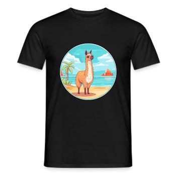 Lama Aquarell Cartoon Kawaii Clipart Tier - Männer T-Shirt - Schwarz - Vorne - AI Model Male 178 light (178cm)
