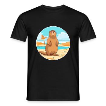 Murmeltier Aquarell Cartoon Kawaii Clipart Tier - Männer T-Shirt - Schwarz - Vorne - AI Model Male 178 light (178cm)