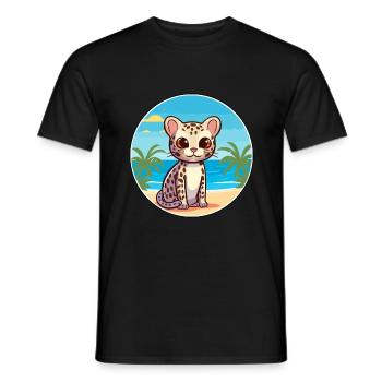 Ocelot Watercolor Cartoon Kawaii Clipart Animal - Men's T-Shirt - black - Front - AI Model Male 178 light (178cm)