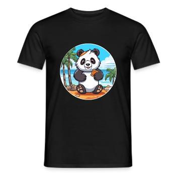 Panda Watercolor Cartoon Kawaii Clipart Animal - Men's T-Shirt - black - Front - AI Model Male 178 light (178cm)