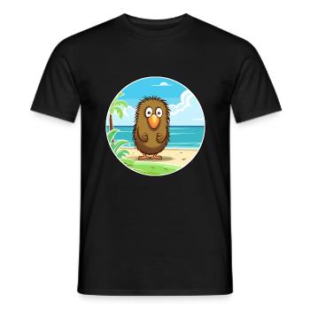 Kiwi Aquarell Cartoon Kawaii Clipart Tier - Männer T-Shirt - Schwarz - Vorne - AI Model Male 178 light (178cm)