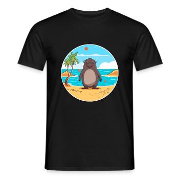 Mole Watercolor Cartoon Kawaii Clipart Animal - Men's T-Shirt - black - Front - AI Model Male 178 light (178cm)