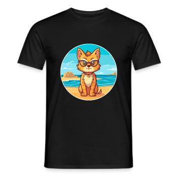 Luchs Aquarell Cartoon Kawaii Clipart Tier - Männer T-Shirt - Schwarz - Vorne - AI Model Male 178 light (178cm)