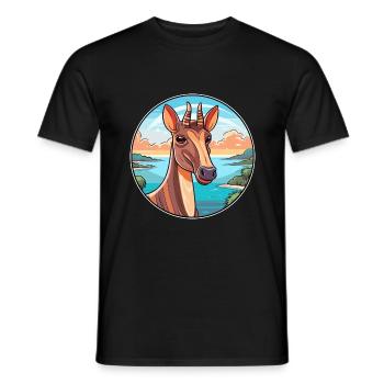 Okapi Watercolor Cartoon Kawaii Clipart Animal - Men's T-Shirt - black - Front - AI Model Male 178 light (178cm)