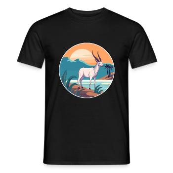 Oryx Aquarelle Dessin Animé Kawaii Clipart Animal - T-shirt homme - noir - Devant - AI Model Male 178 light (178cm)