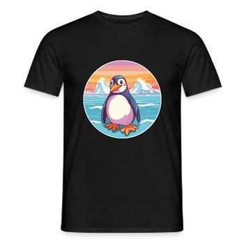 Pinguin Aquarell Cartoon Kawaii Clipart Tier - Männer T-Shirt - Schwarz - Vorne - AI Model Male 178 light (178cm)
