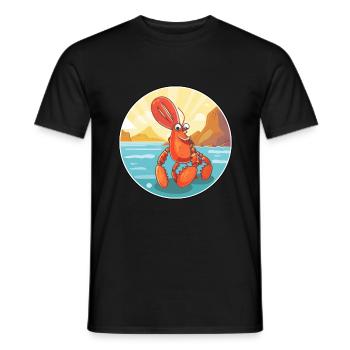 Homard aquarelle dessin animé Kawaii Clipart Animal - T-shirt homme - noir - Devant - AI Model Male 178 light (178cm)