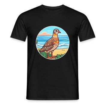 Perdrix aquarelle dessin animé Kawaii Clipart Animal - T-shirt homme - noir - Devant - AI Model Male 178 light (178cm)