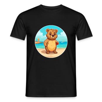 Quokka Watercolor Cartoon Kawaii Clipart Animal - Men's T-Shirt - black - Front - AI Model Male 178 light (178cm)