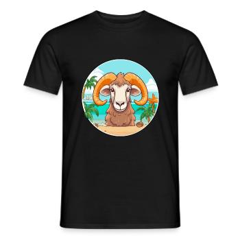 Ram Watercolor Cartoon Kawaii Clipart Animal - Men's T-Shirt - black - Front - AI Model Male 178 light (178cm)