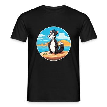 Skunk aquarelle dessin animé Kawaii Clipart Animal - T-shirt homme - noir - Devant - AI Model Male 178 light (178cm)