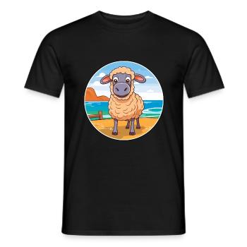 Schaf Aquarell Cartoon Kawaii Clipart Tier - Männer T-Shirt - Schwarz - Vorne - AI Model Male 178 light (178cm)
